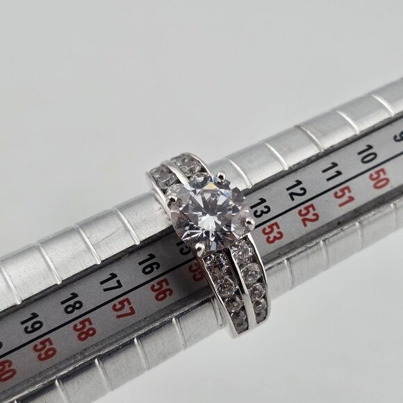Sterling Silver Cubic Zirconia Engagement Wedding Ring 7 Solitaire Style 925 - Picture 8 of 14
